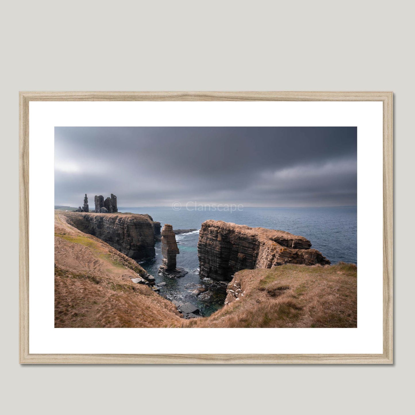 Clan Sinclair - Castle Sinclair Girnigoe - Framed & Mounted Photo Print 28"x20" Natural