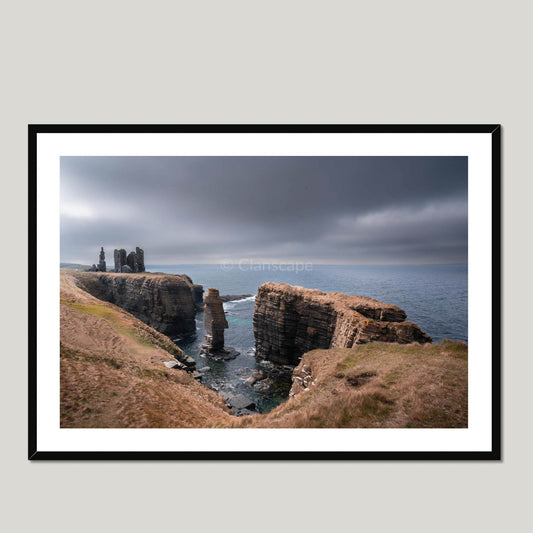 Clan Sinclair - Castle Sinclair Girnigoe - Framed & Mounted Photo Print 40"x28" Black