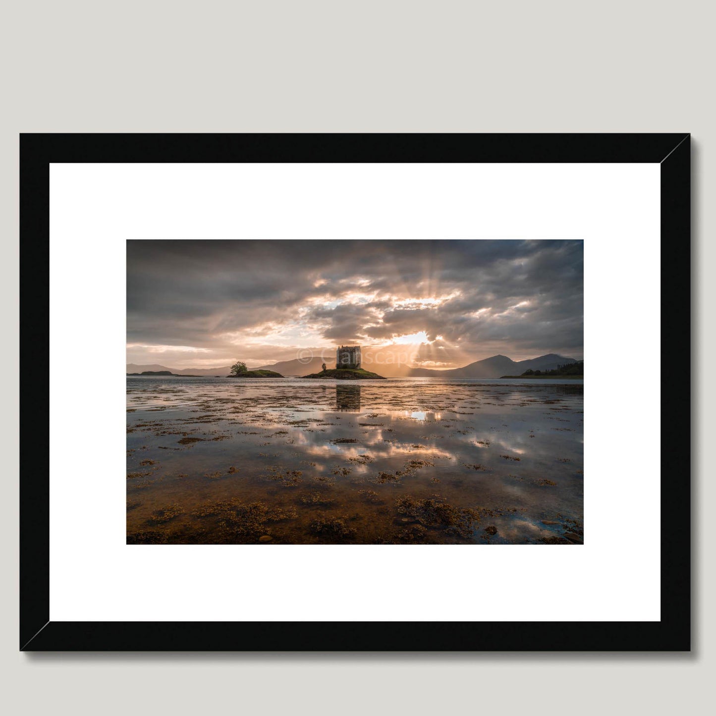 Clan MacDougall - Castle Stalker - Framed & Mounted Photo Print 16"x12" Black