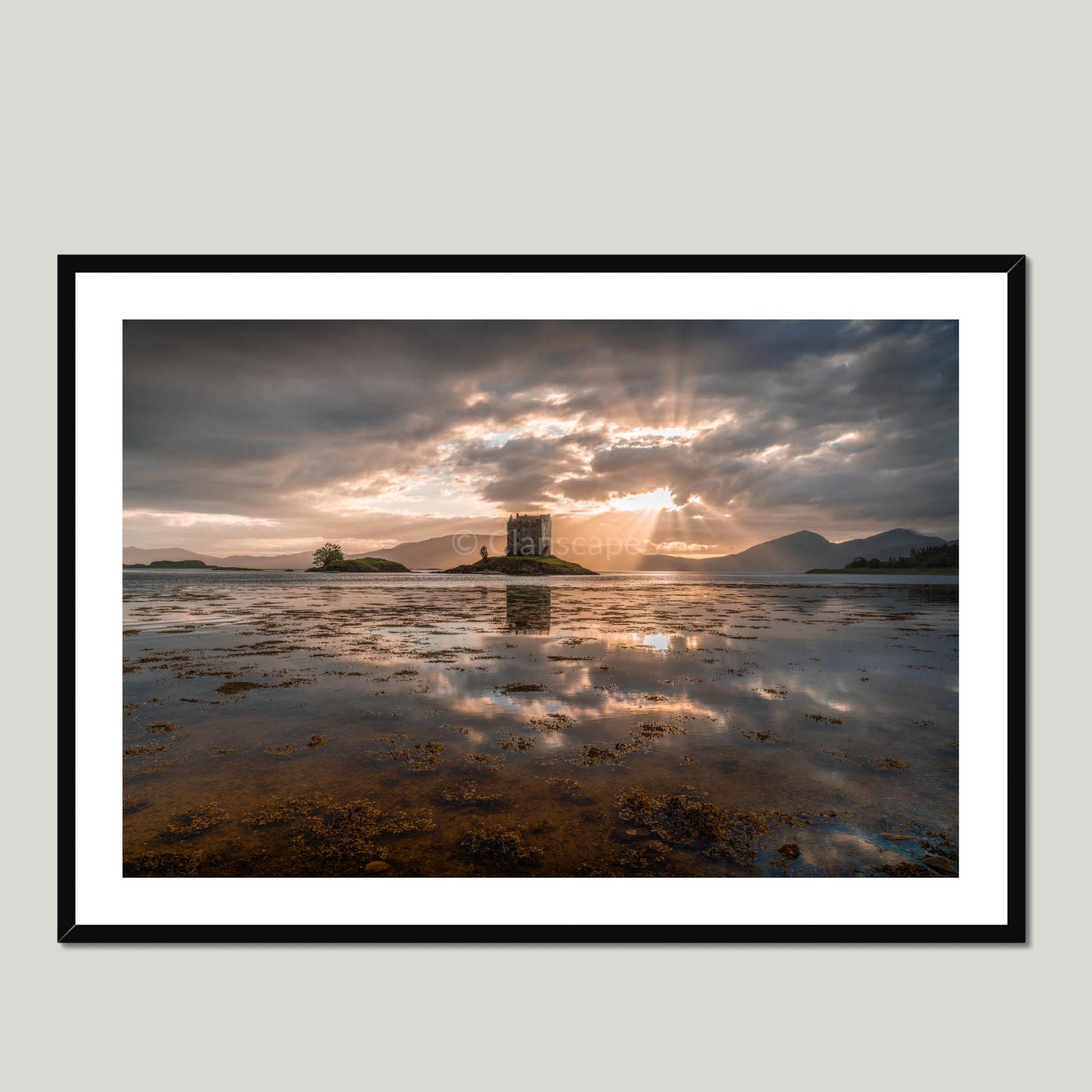 Clan MacDougall - Castle Stalker - Framed & Mounted Photo Print 40"x28" Black