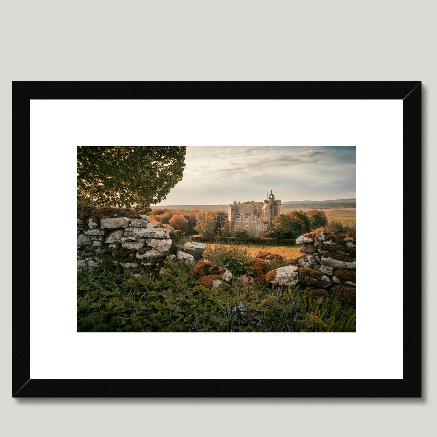 Clan Stewart - Castle Stuart - Framed & Mounted Photo Print 16"x12" Black