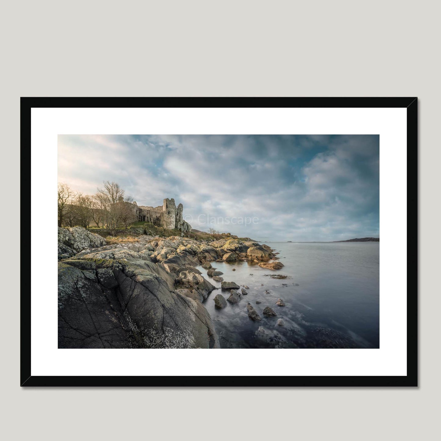 Clan Campbell - Castle Sween - Framed & Mounted Photo Print 28"x20" Black