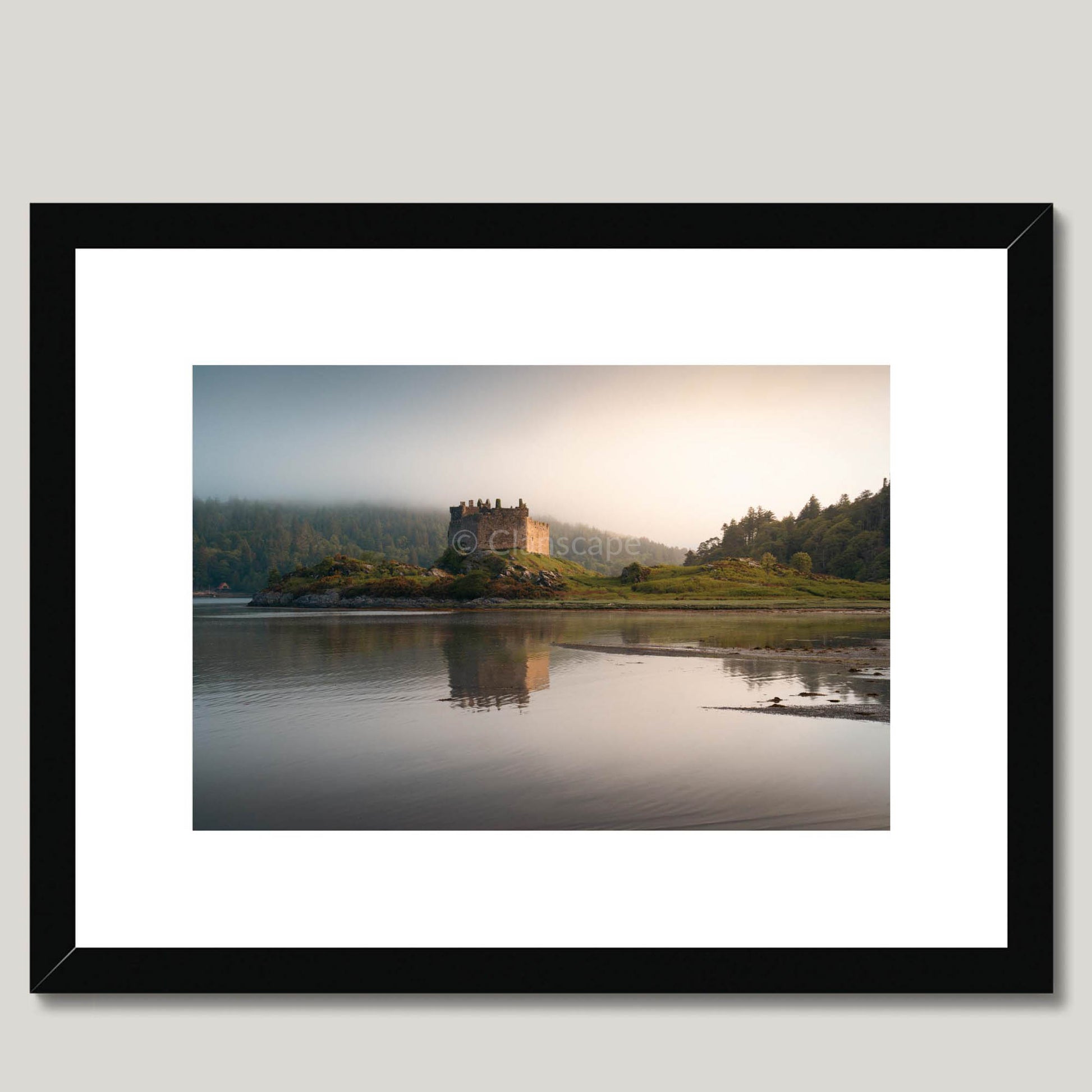 Clan Macdonald of Clanranald - Castle Tioram - Framed & Mounted Photo Print 16"x12" Black