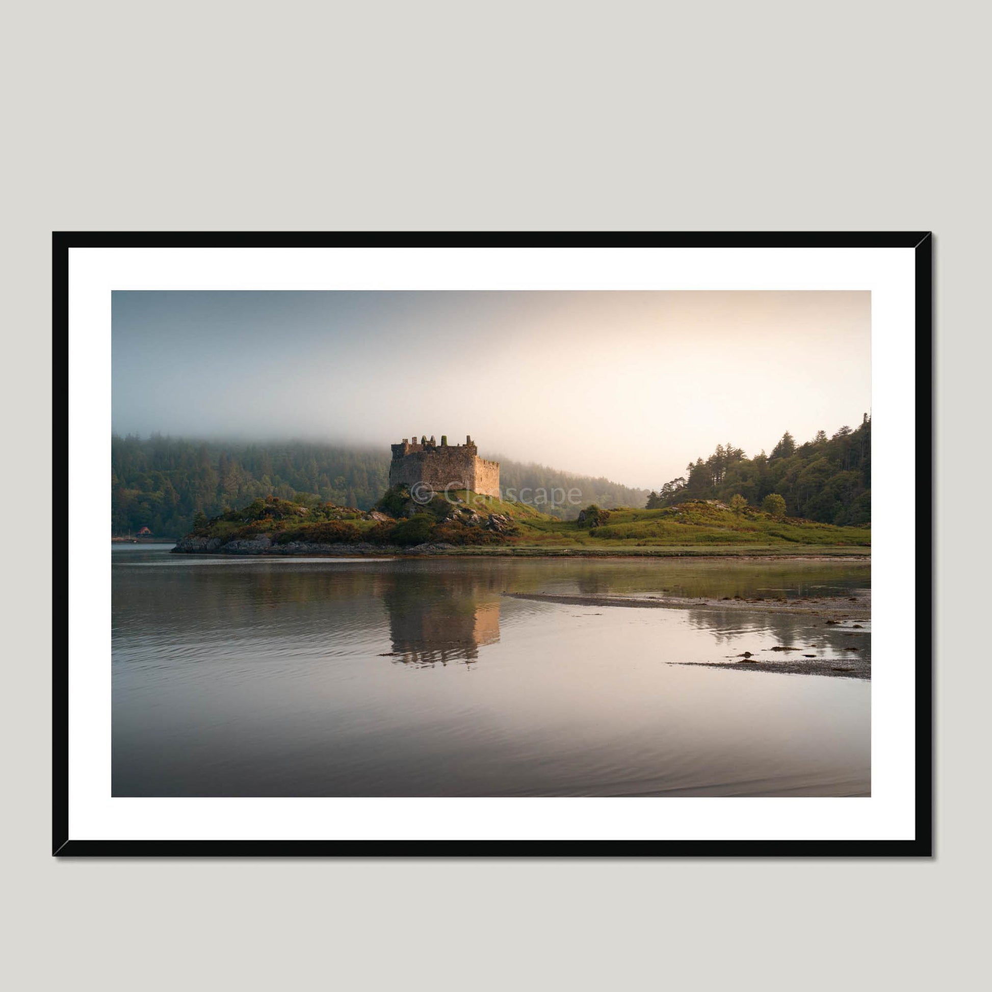 Clan Macdonald of Clanranald - Castle Tioram - Framed & Mounted Photo Print 40"x28" Black