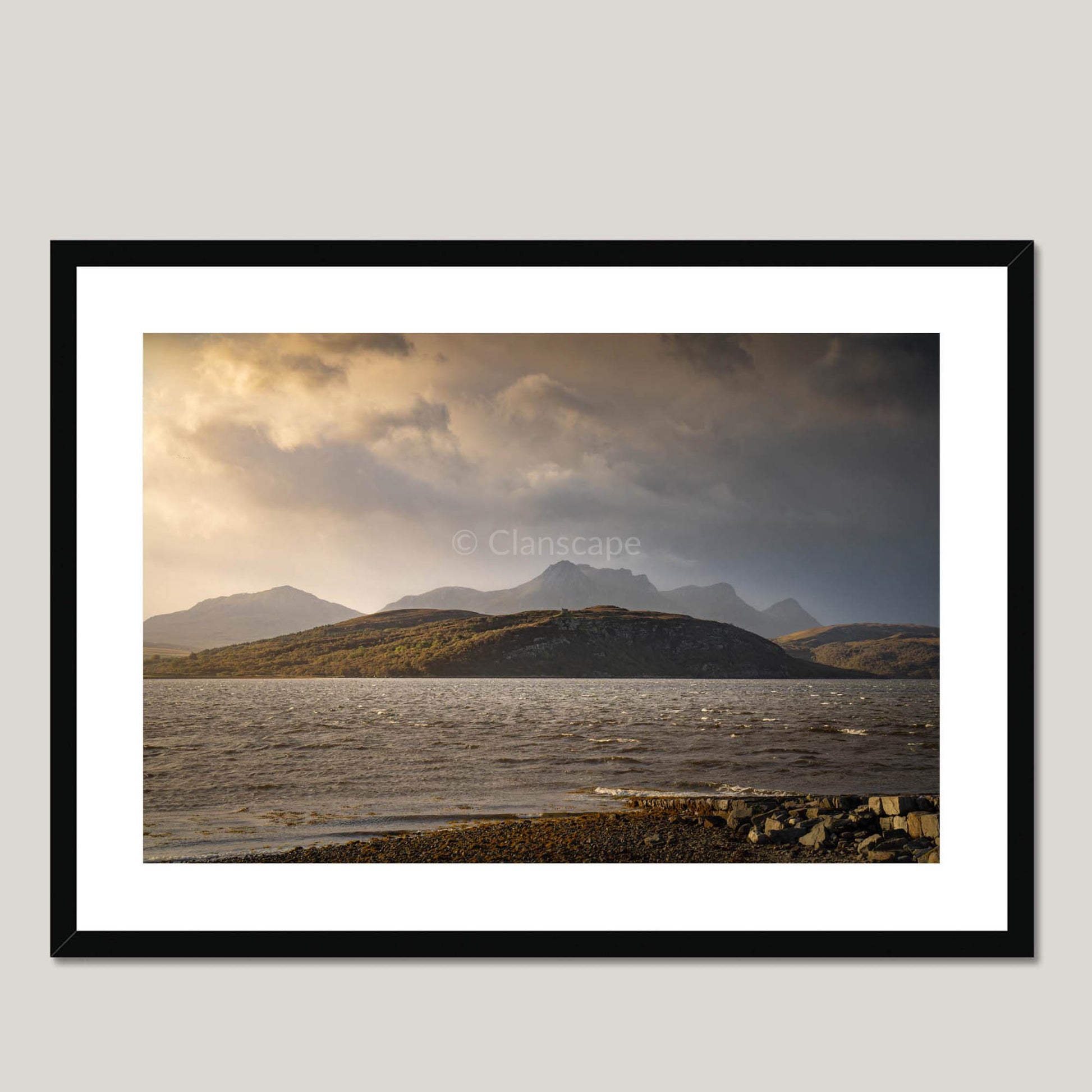 Clan Mackay - Castle Varrich, Tongue - Framed Photo Print 28"x20" Black