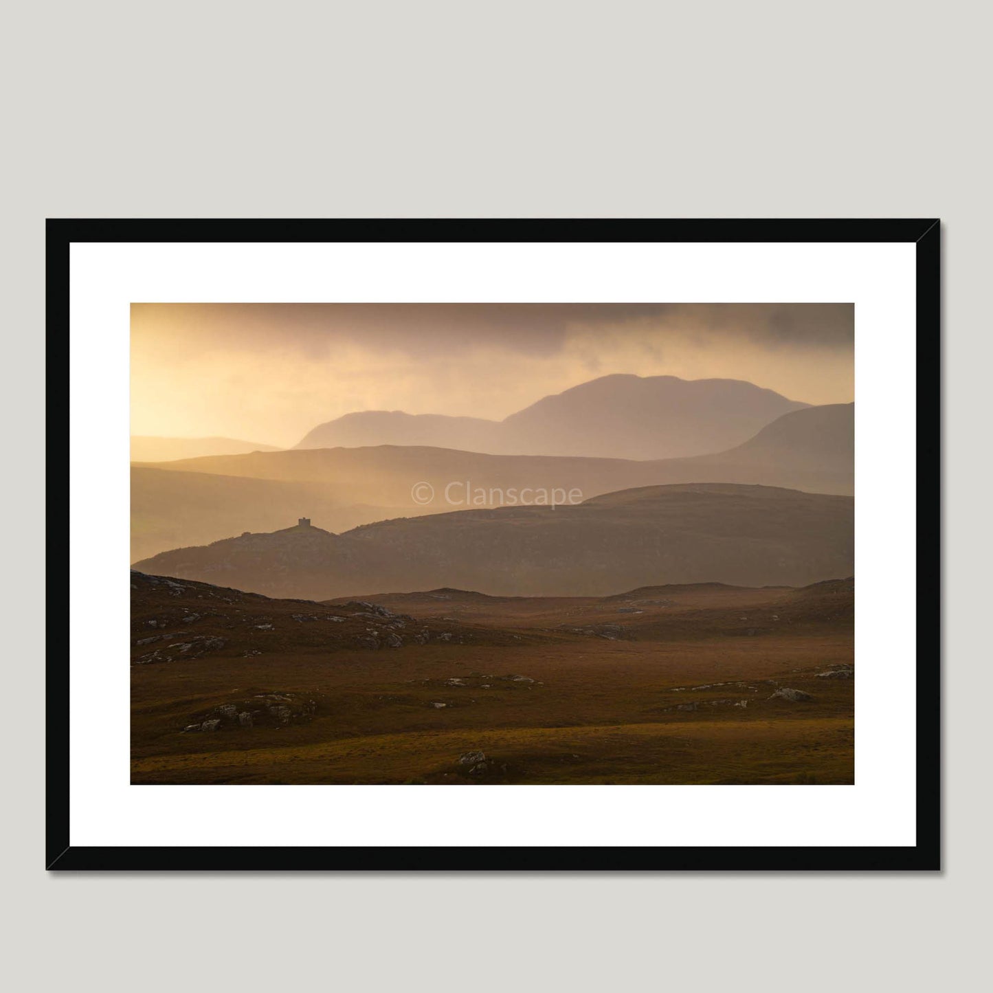 Clan Mackay - Castle Varrich, Sutherland - Framed Photo Print 28"x20" Black