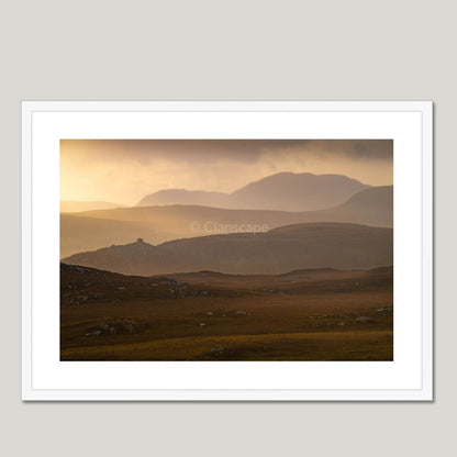 Clan Mackay - Castle Varrich, Sutherland - Framed Photo Print 28"x20" White