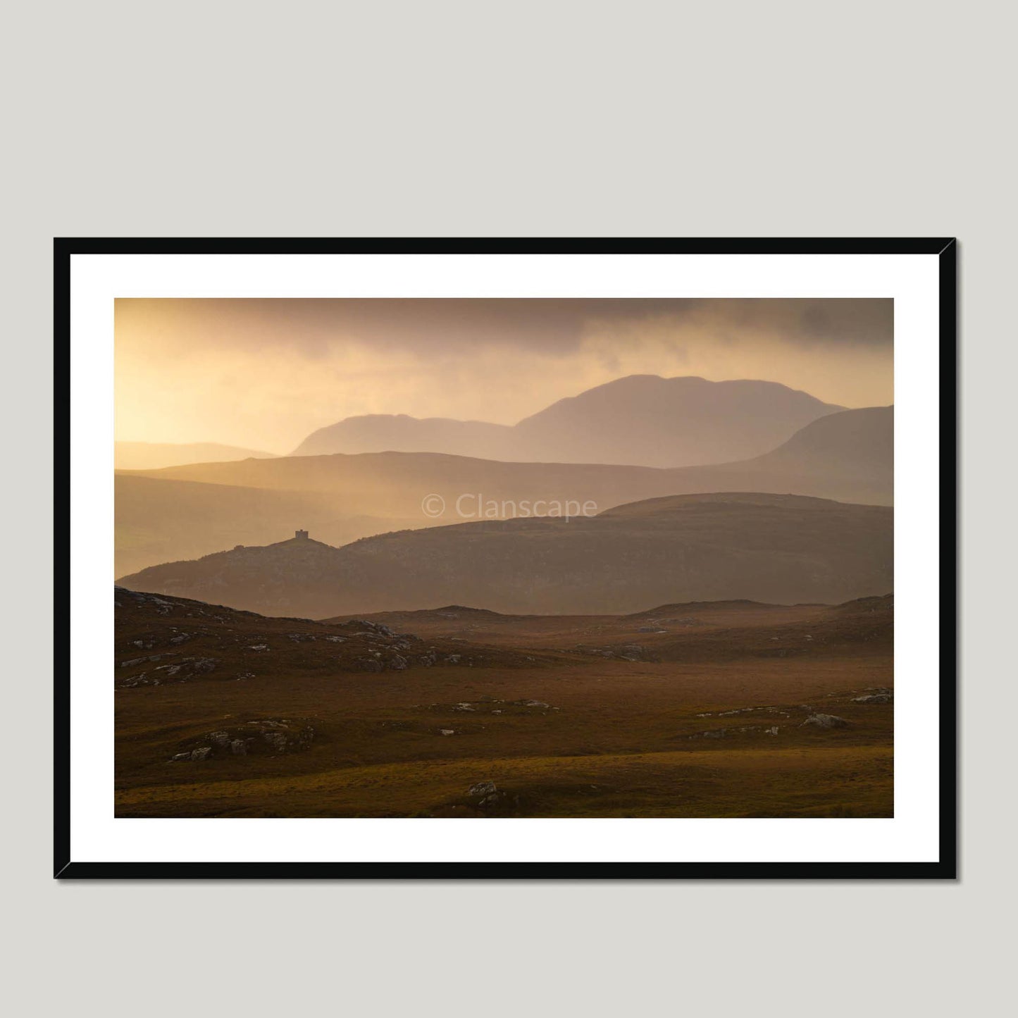 Clan Mackay - Castle Varrich, Sutherland - Framed Photo Print 40"x28" Black