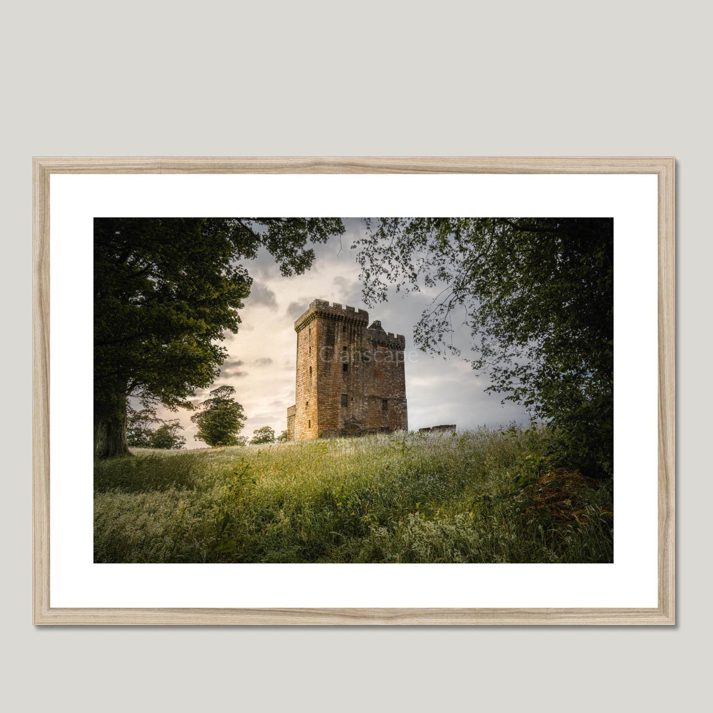 Clan Bruce - Clackmannan Tower - Framed & Mounted Photo Print 28"x20" Natural