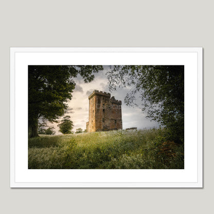 Clan Bruce - Clackmannan Tower - Framed & Mounted Photo Print 28"x20" White