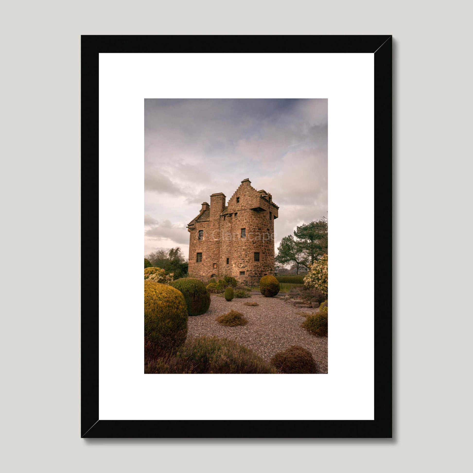 Clan Graham - Claypotts Castle - Framed & Mounted Photo Print 12"x16" Black