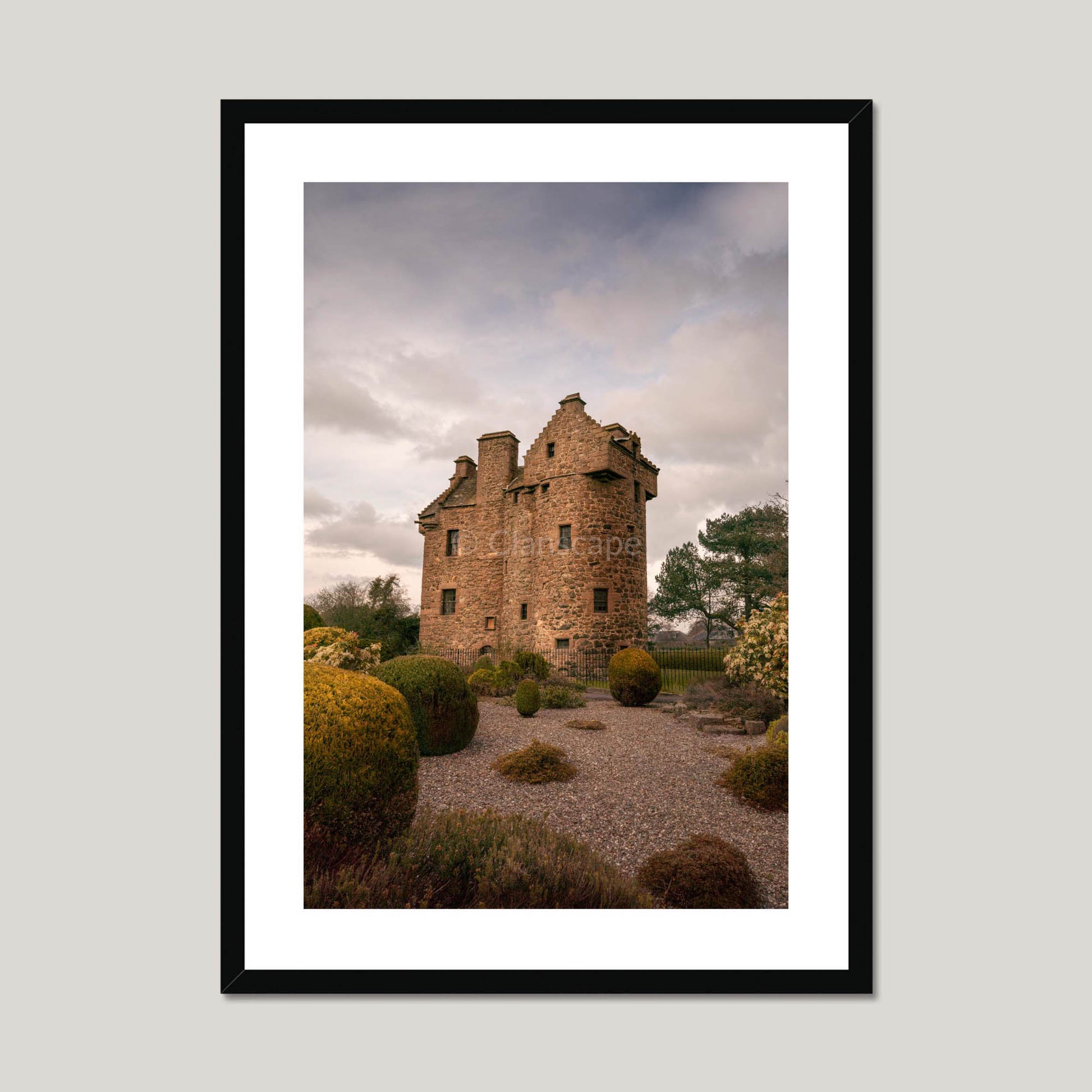 Clan Graham - Claypotts Castle - Framed & Mounted Photo Print 20"x28" Black