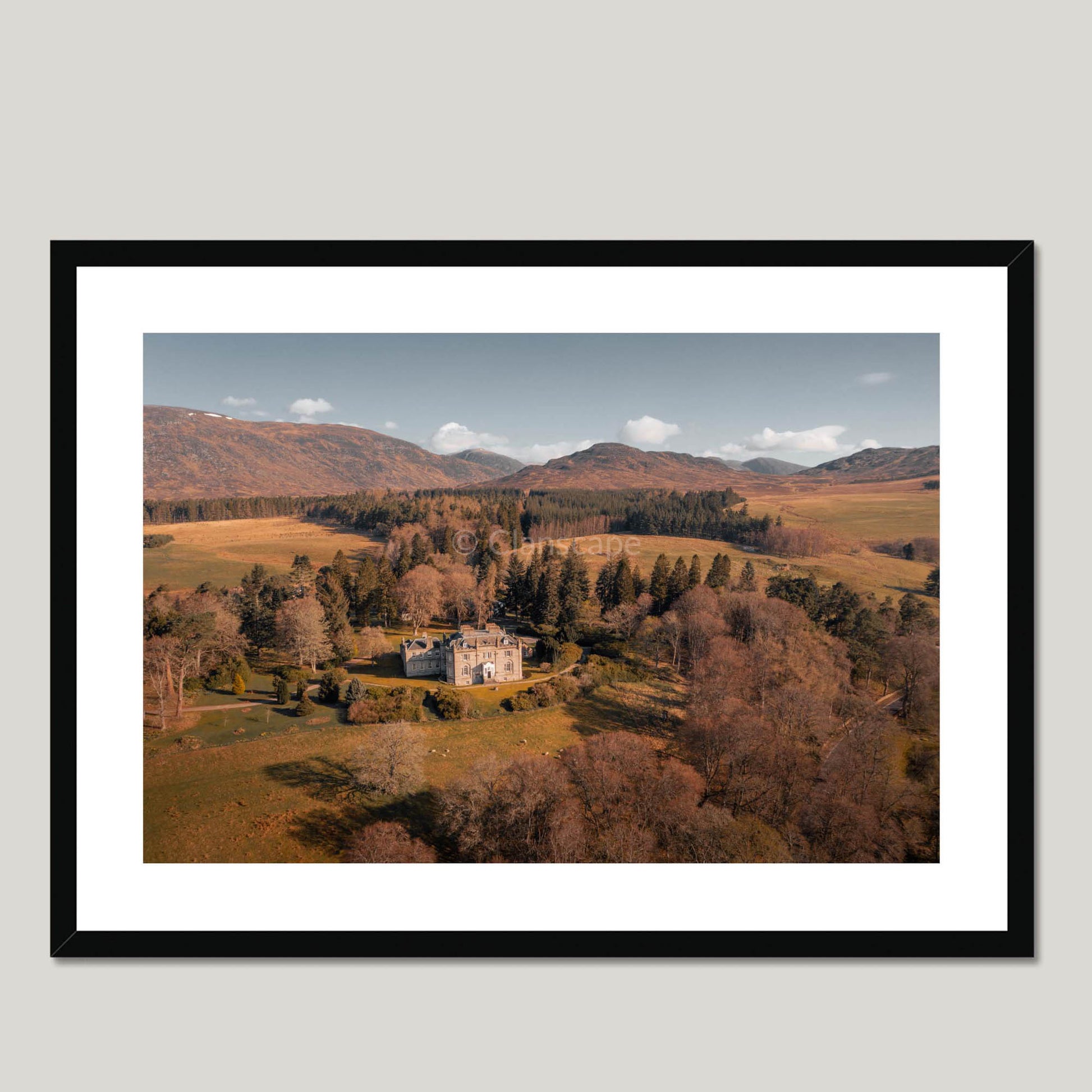 Clan Macpherson - Cluny Castle - Framed & Mounted Photo Print 28"x20" Black