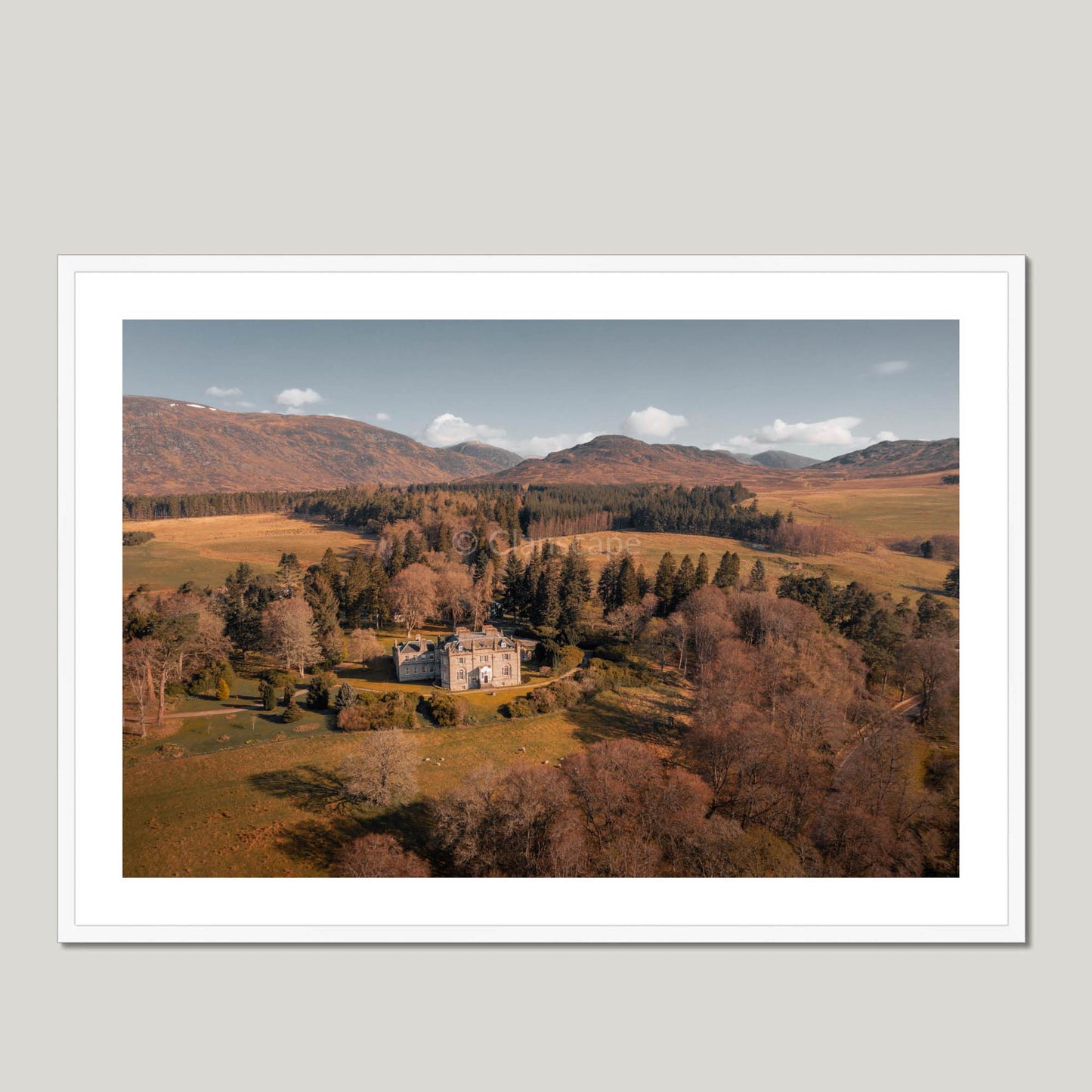 Clan Macpherson - Cluny Castle - Framed & Mounted Photo Print 40"x28" White