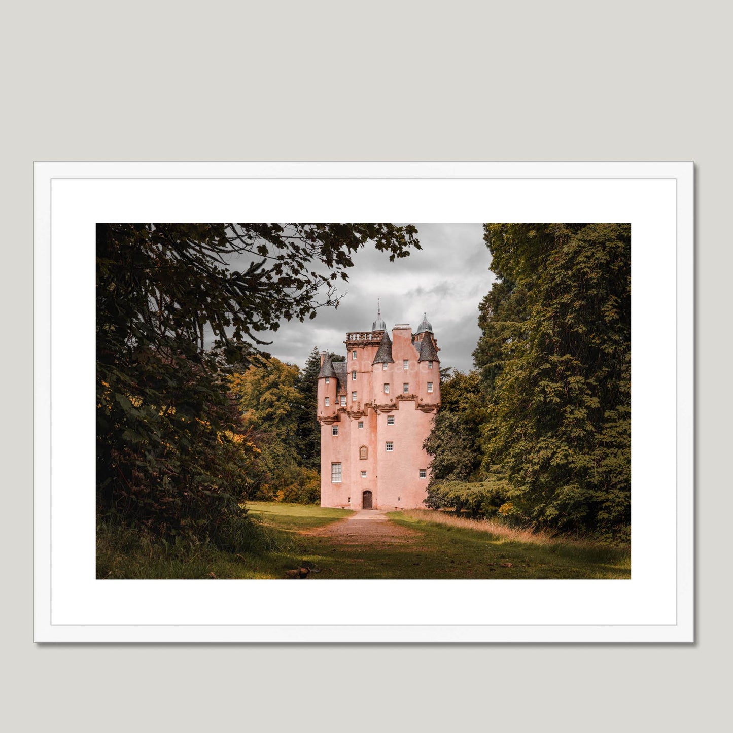 Clan Forbes - Craigievar Castle - Framed & Mounted Photo Print 28"x20" White