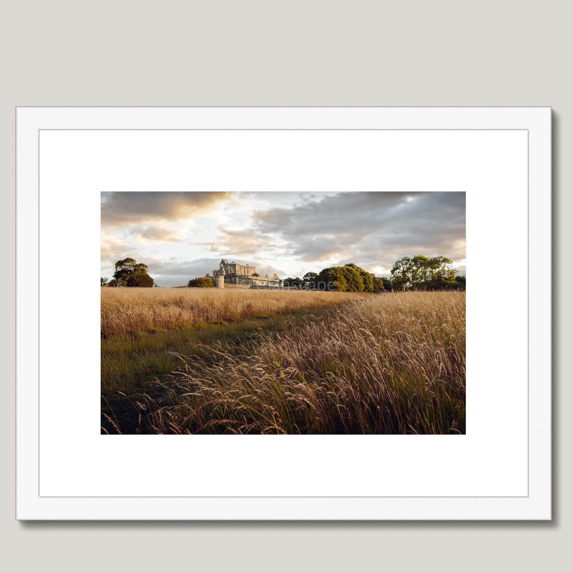 Clan Preston - Craigmillar Castle - Framed & Mounted Photo Print 16"x12" White