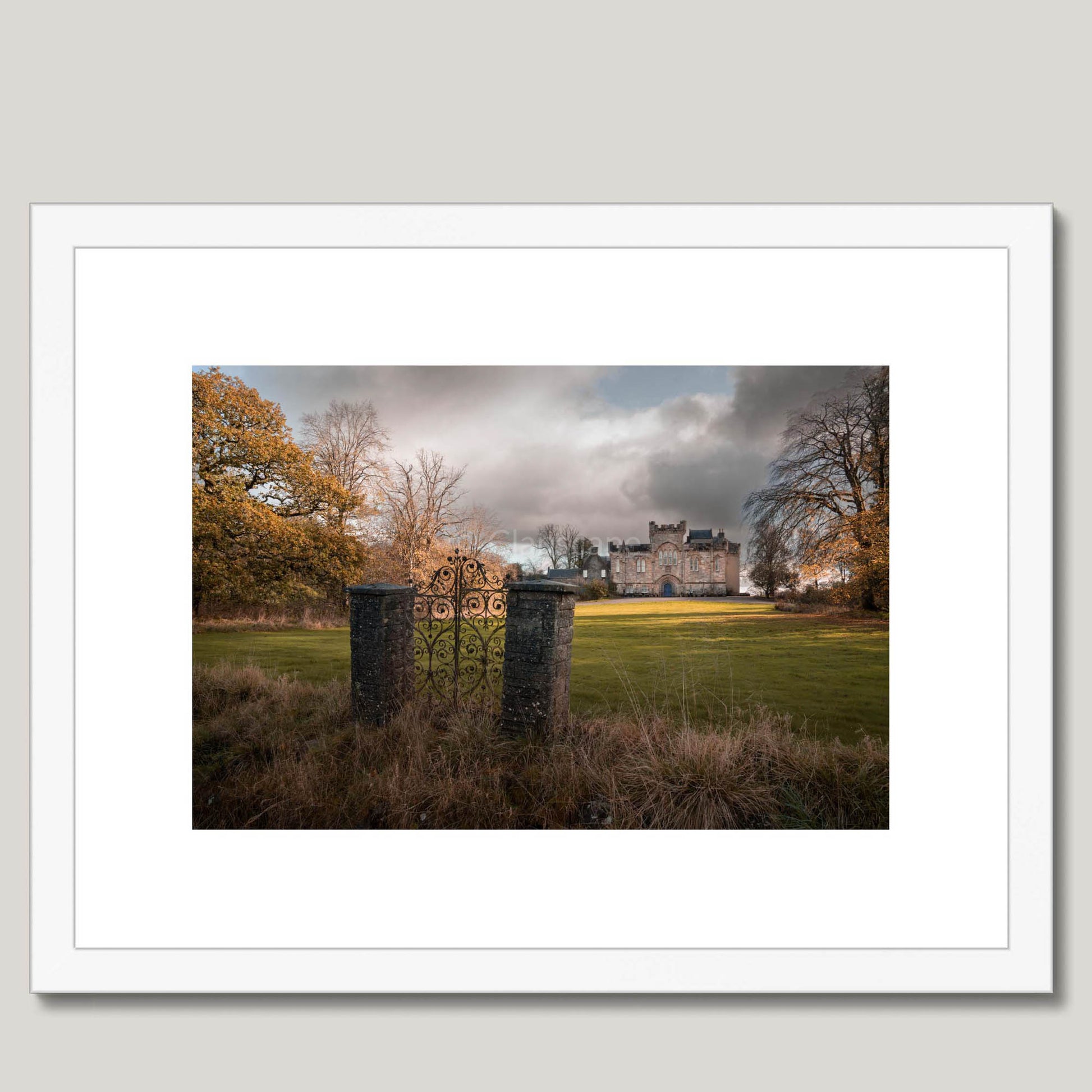 Clan Crawford - Craufurdland Castle - Framed & Mounted Photo Print 16"x12" White