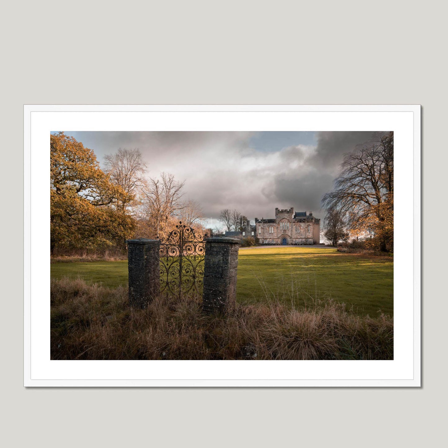 Clan Crawford - Craufurdland Castle - Framed & Mounted Photo Print 40"x28" White