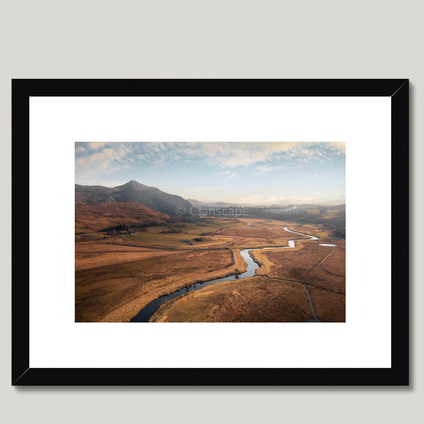 Clan Macpherson - Creag Dubh & River Spey - Framed & Mounted Photo Print 16"x12" Black