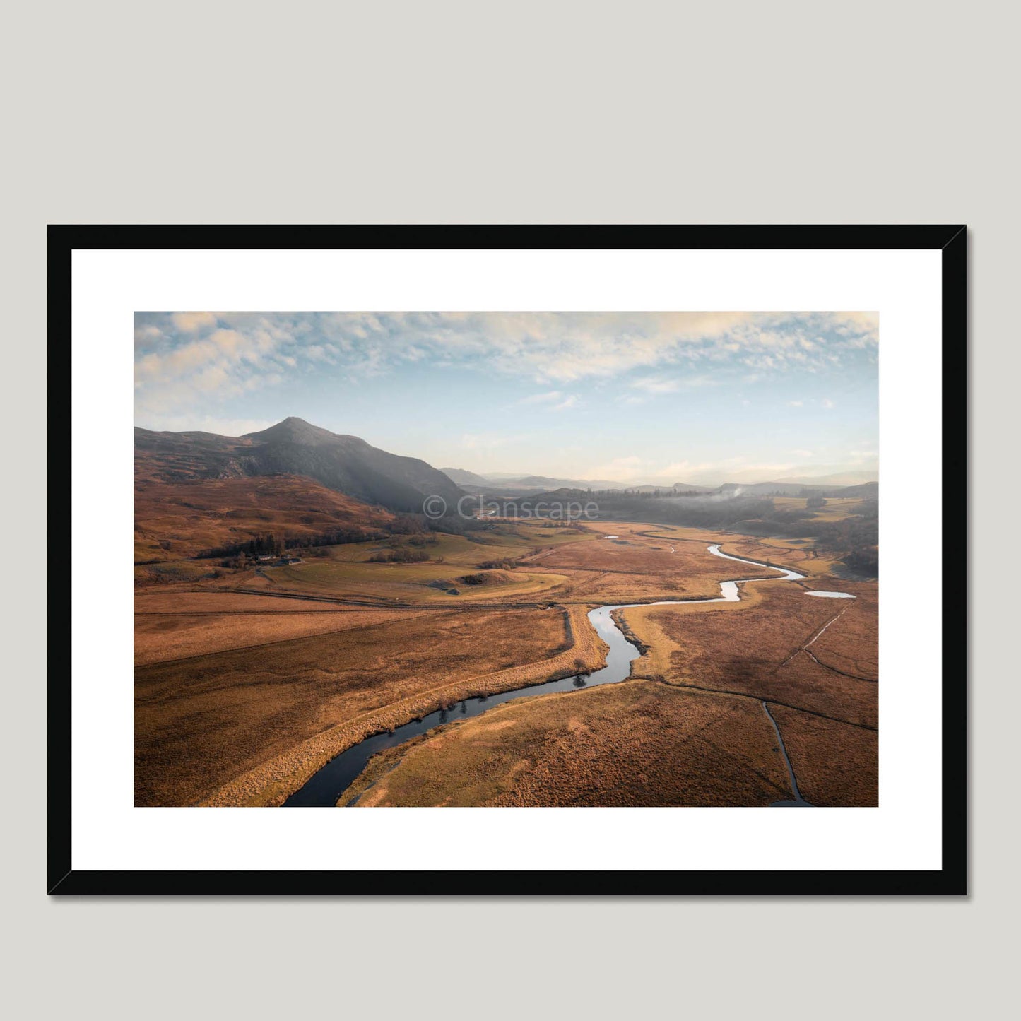 Clan Macpherson - Creag Dubh & River Spey - Framed & Mounted Photo Print 28"x20" Black