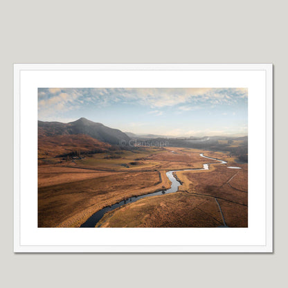 Clan Macpherson - Creag Dubh & River Spey - Framed & Mounted Photo Print 28"x20" White