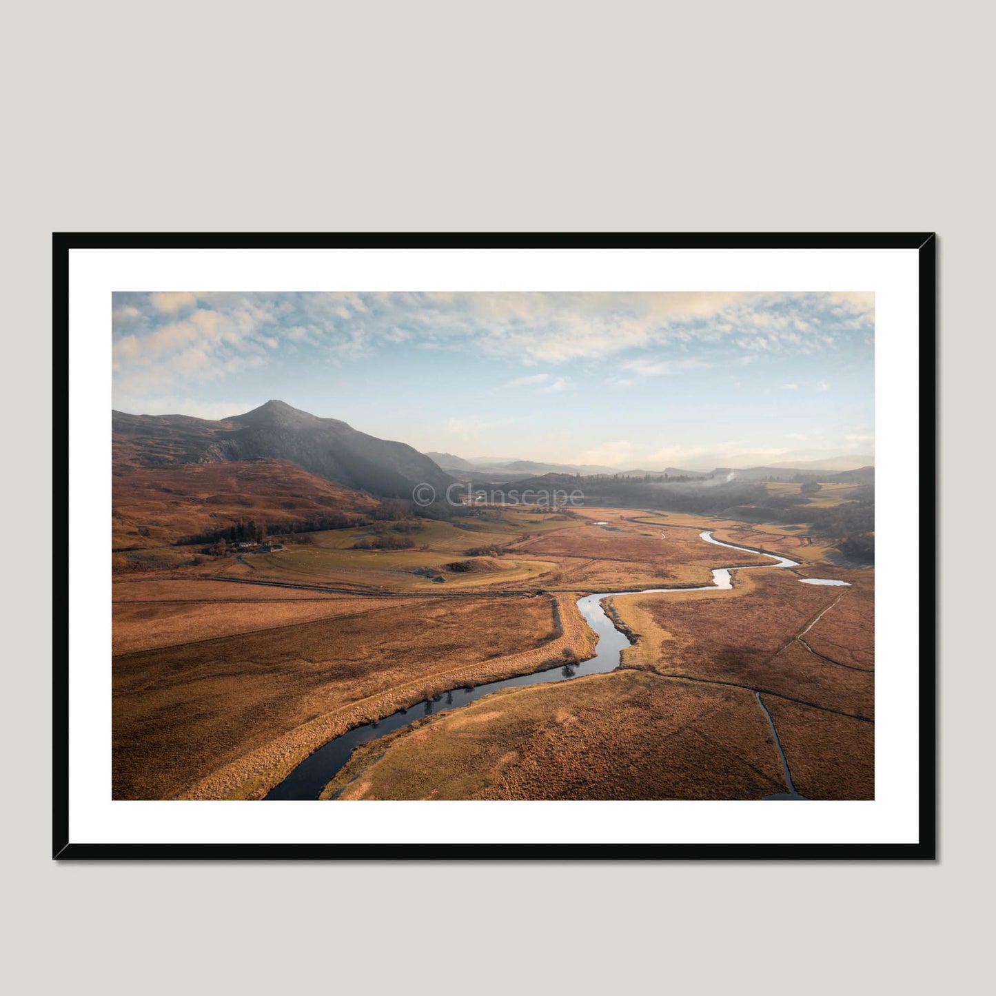 Clan Macpherson - Creag Dubh & River Spey - Framed & Mounted Photo Print 40"x28" Black