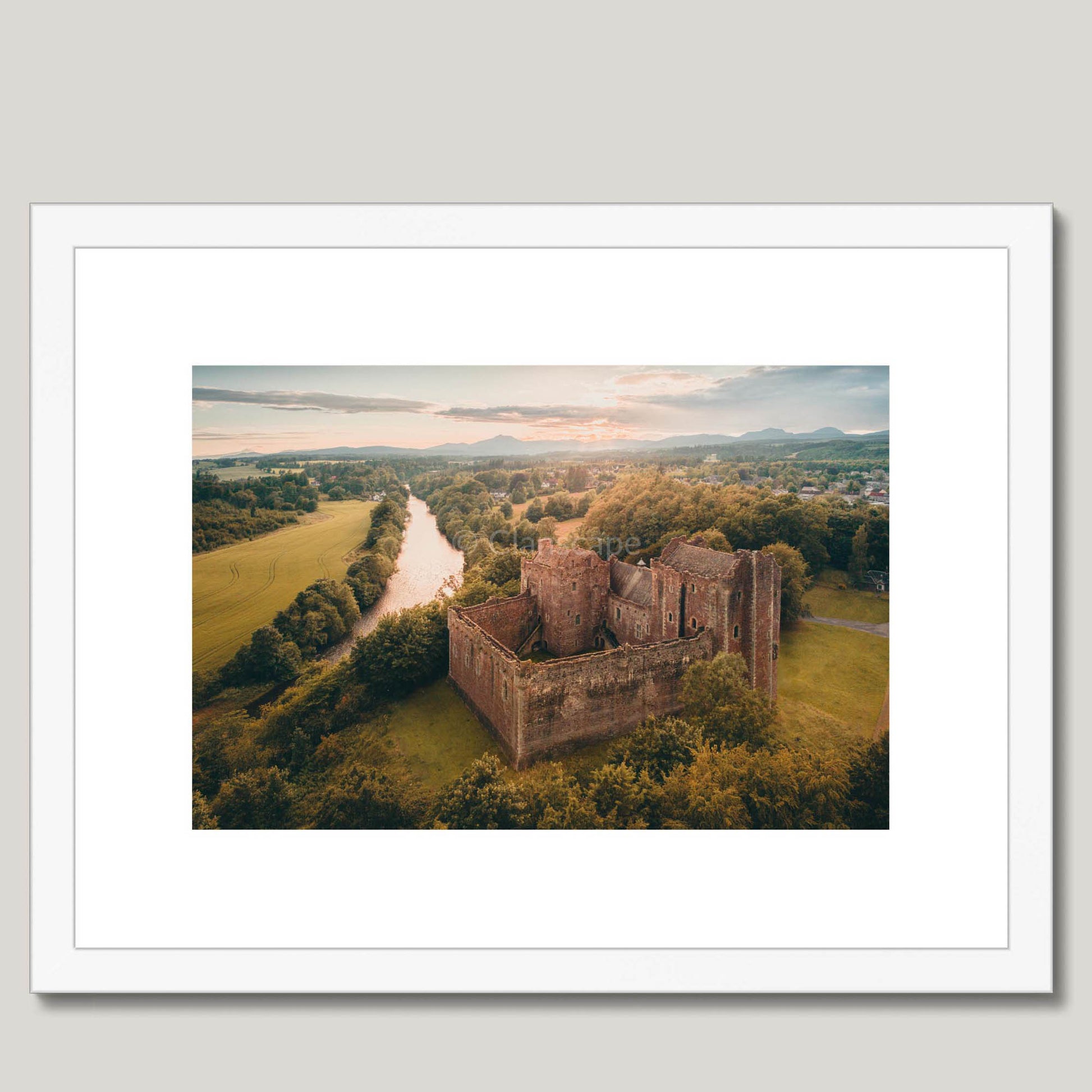 Clan Stewart - Doune Castle - Framed & Mounted Photo Print 16"x12" White