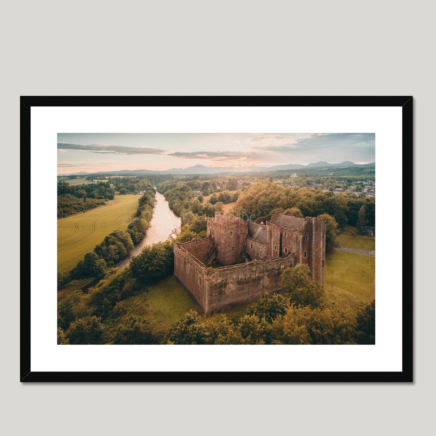 Clan Stewart - Doune Castle - Framed & Mounted Photo Print 28"x20" Black