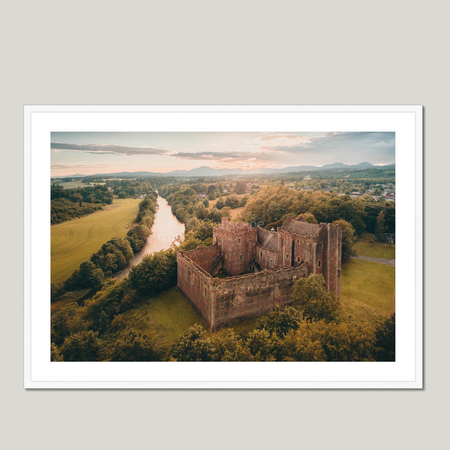 Clan Stewart - Doune Castle - Framed & Mounted Photo Print 40"x28" White