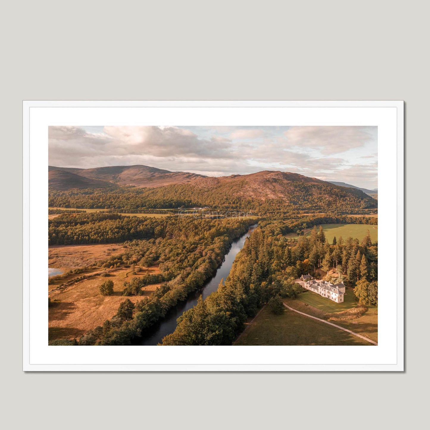 Clan Grant - Doune of Rothiemurchus - Framed & Mounted Photo Print 40"x28" White