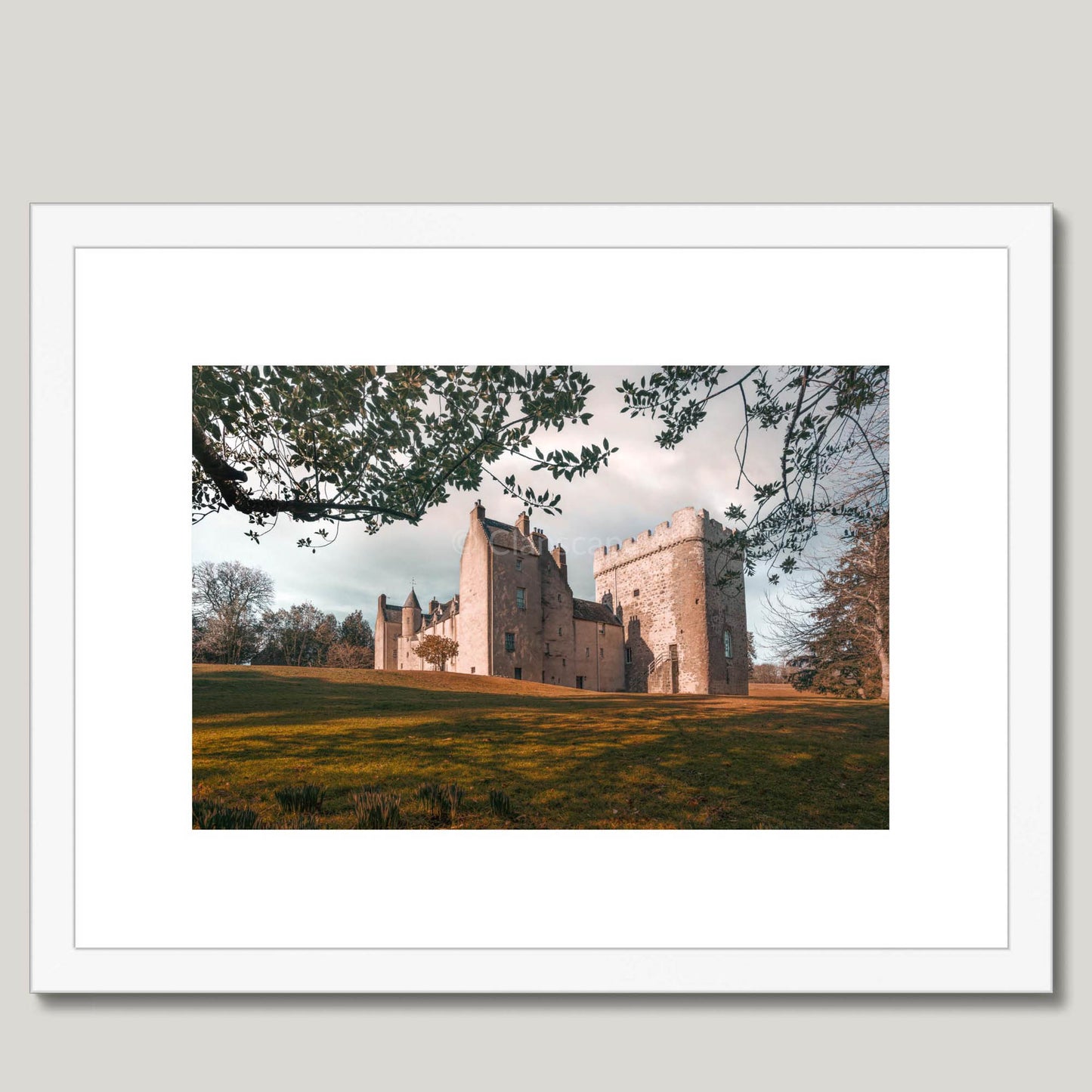 Clan Irvine of Drum - Drum Castle - Framed & Mounted Photo Print 16"x12" White