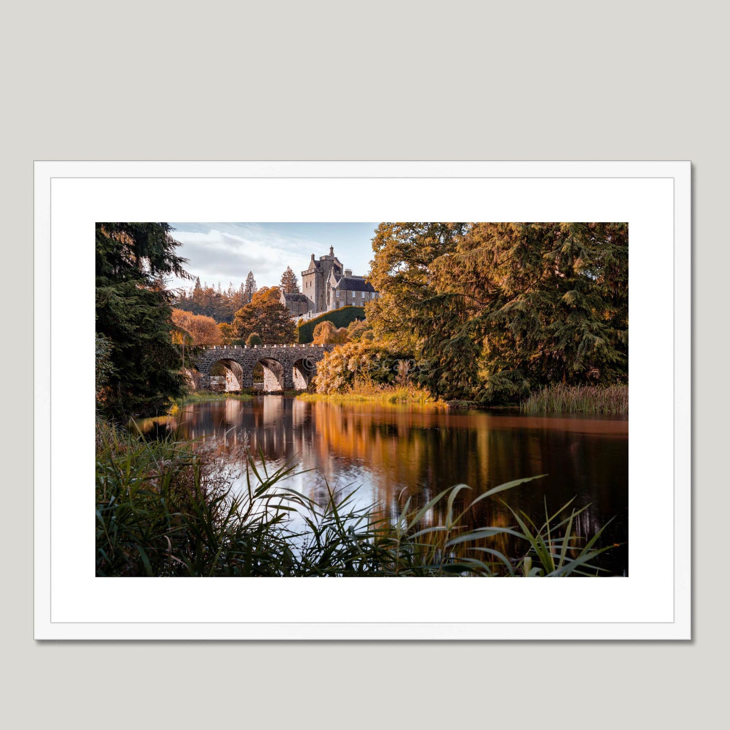 Clan Drummond - Drummond Castle - Framed & Mounted Photo Print 28"x20" White