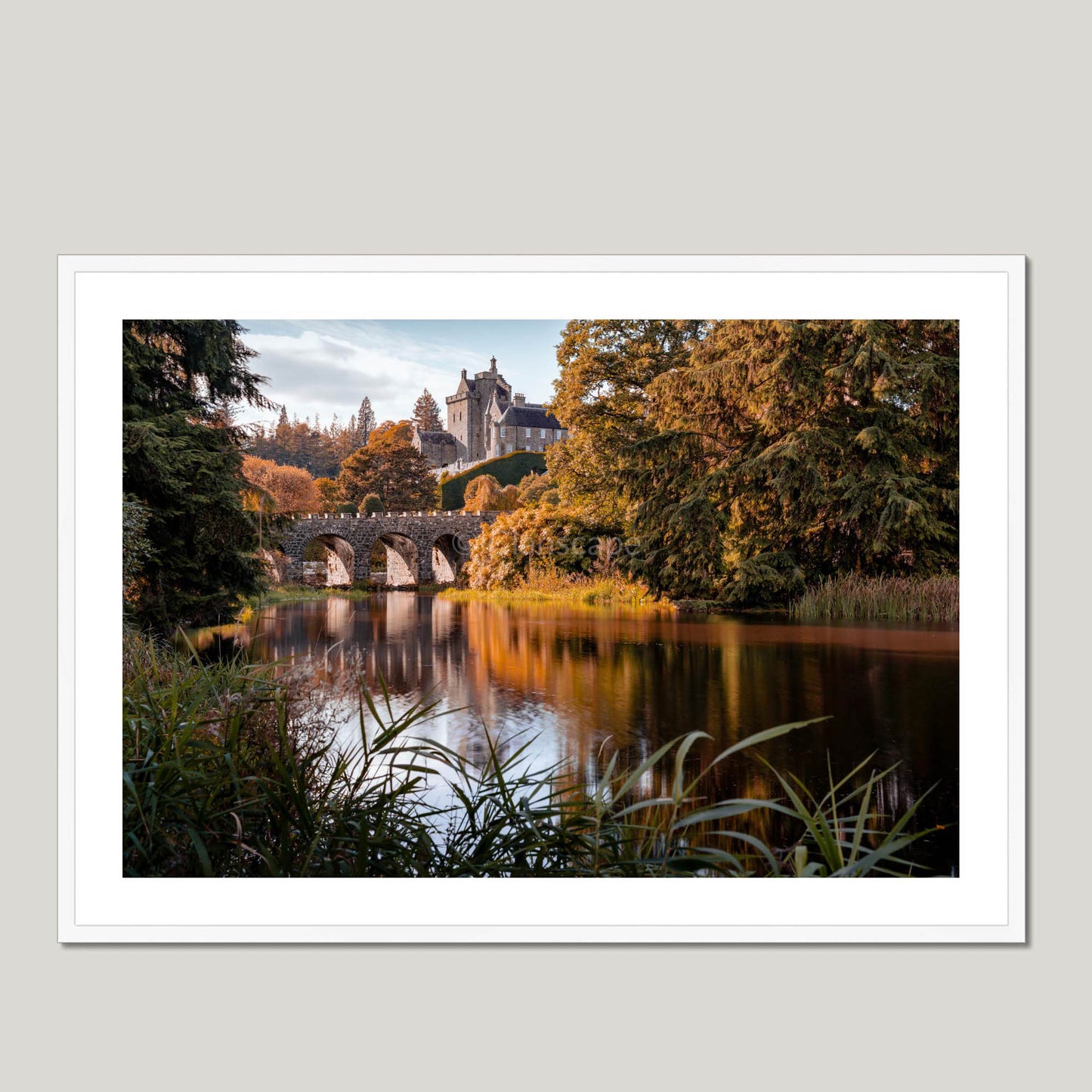 Clan Drummond - Drummond Castle - Framed & Mounted Photo Print 40"x28" White