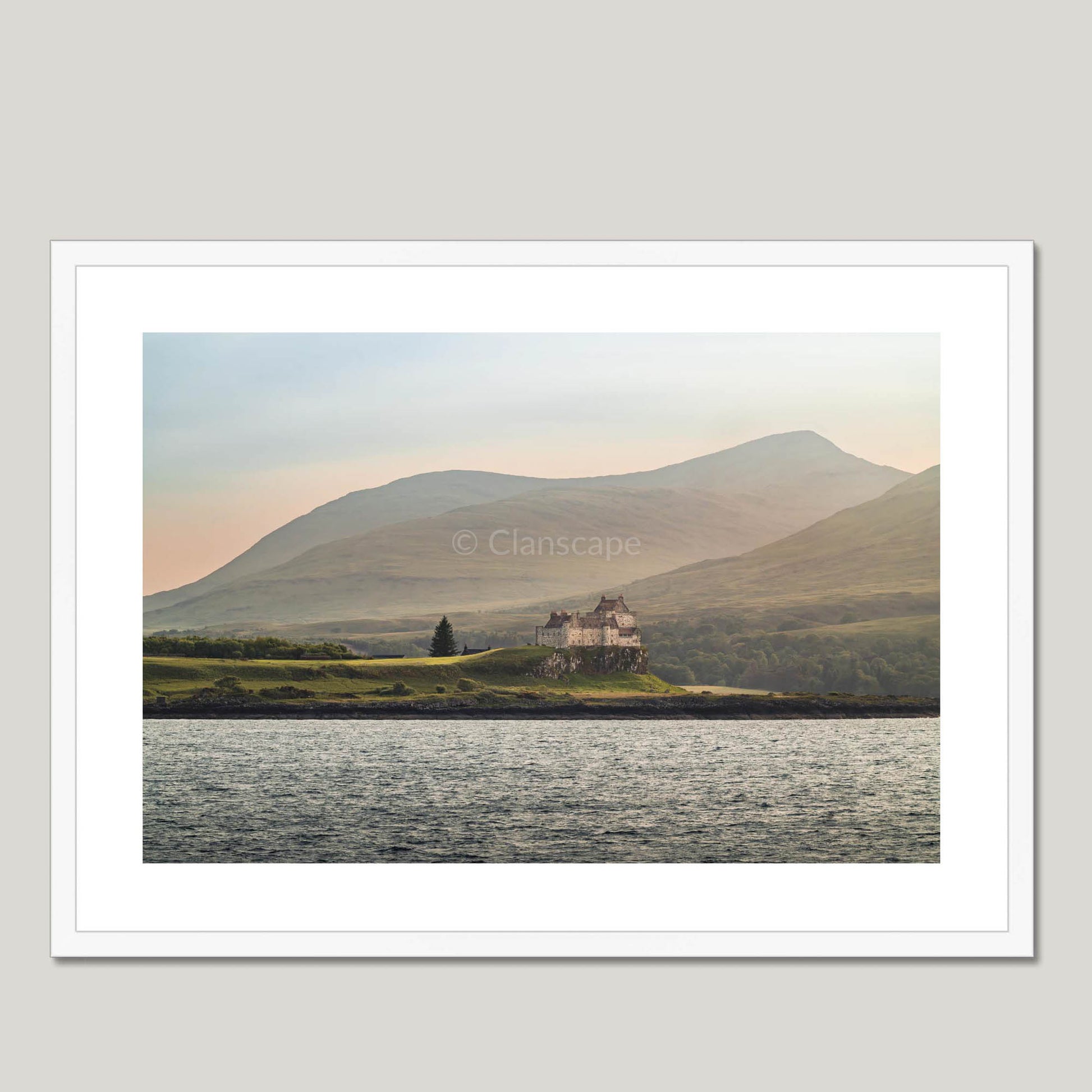 Clan Maclean - Duart Castle - Framed & Mounted Photo Print 28"x20" White