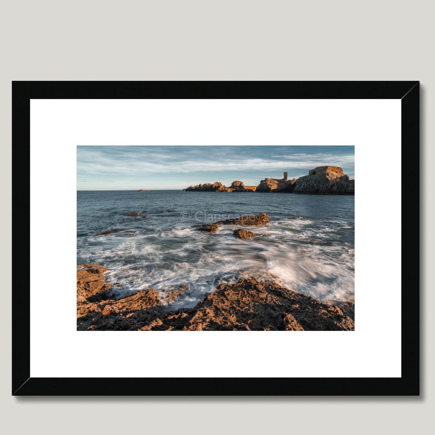 Clan Dunbar - Dunbar Castle - Framed & Mounted Photo Print 16"x12" Black