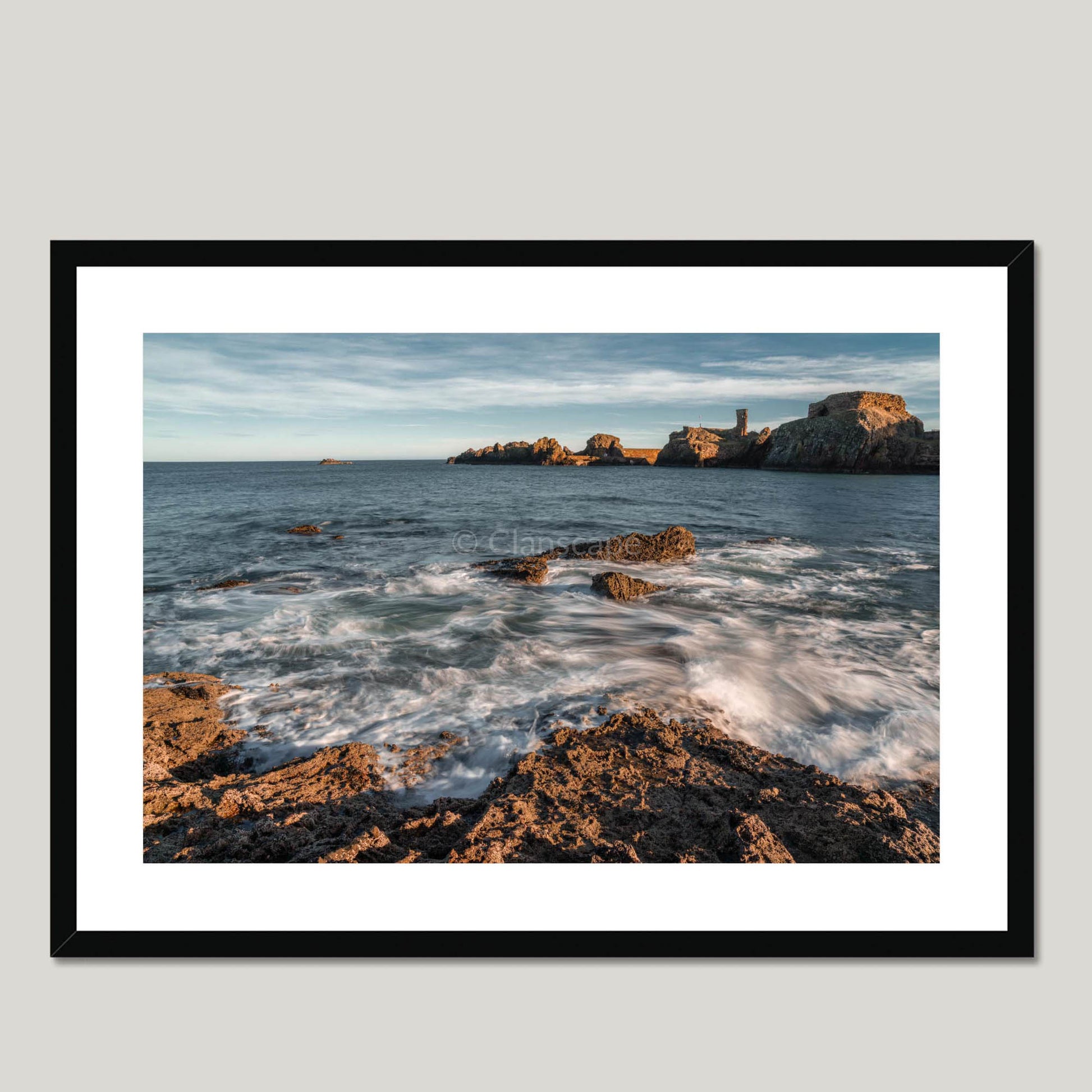 Clan Dunbar - Dunbar Castle - Framed & Mounted Photo Print 28"x20" Black