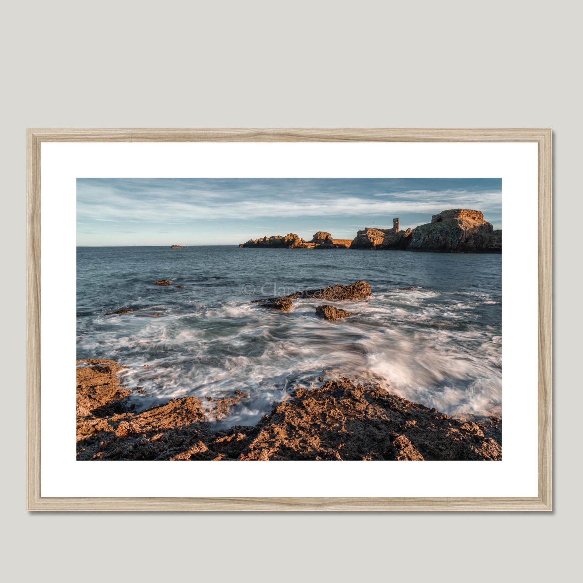 Clan Dunbar - Dunbar Castle - Framed & Mounted Photo Print 28"x20" Natural