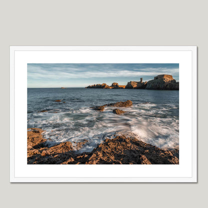 Clan Dunbar - Dunbar Castle - Framed & Mounted Photo Print 28"x20" White