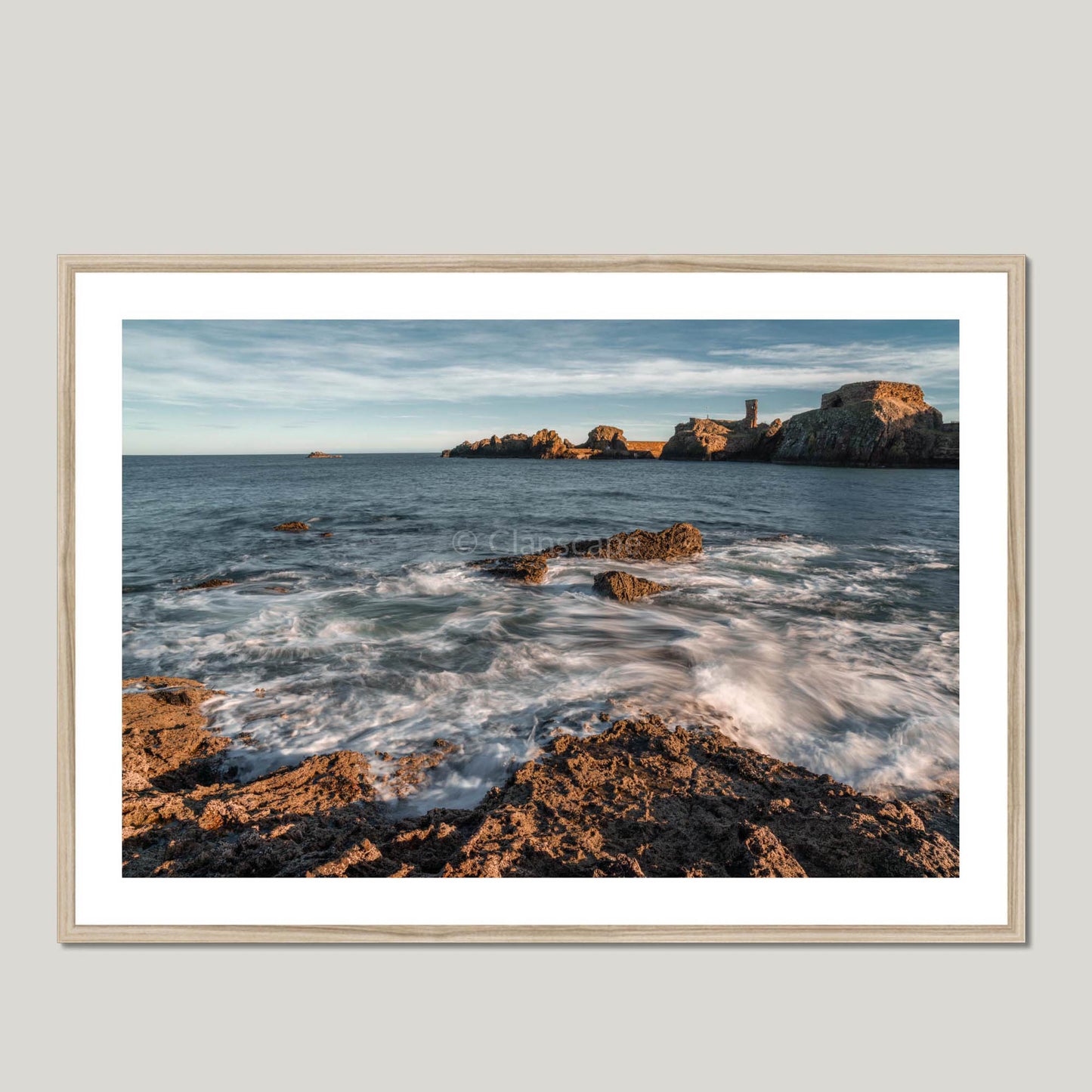 Clan Dunbar - Dunbar Castle - Framed & Mounted Photo Print 40"x28" Natural