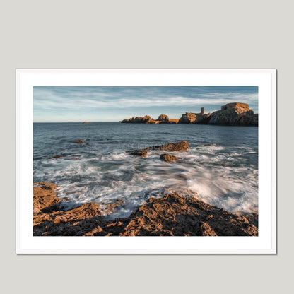 Clan Dunbar - Dunbar Castle - Framed & Mounted Photo Print 40"x28" White