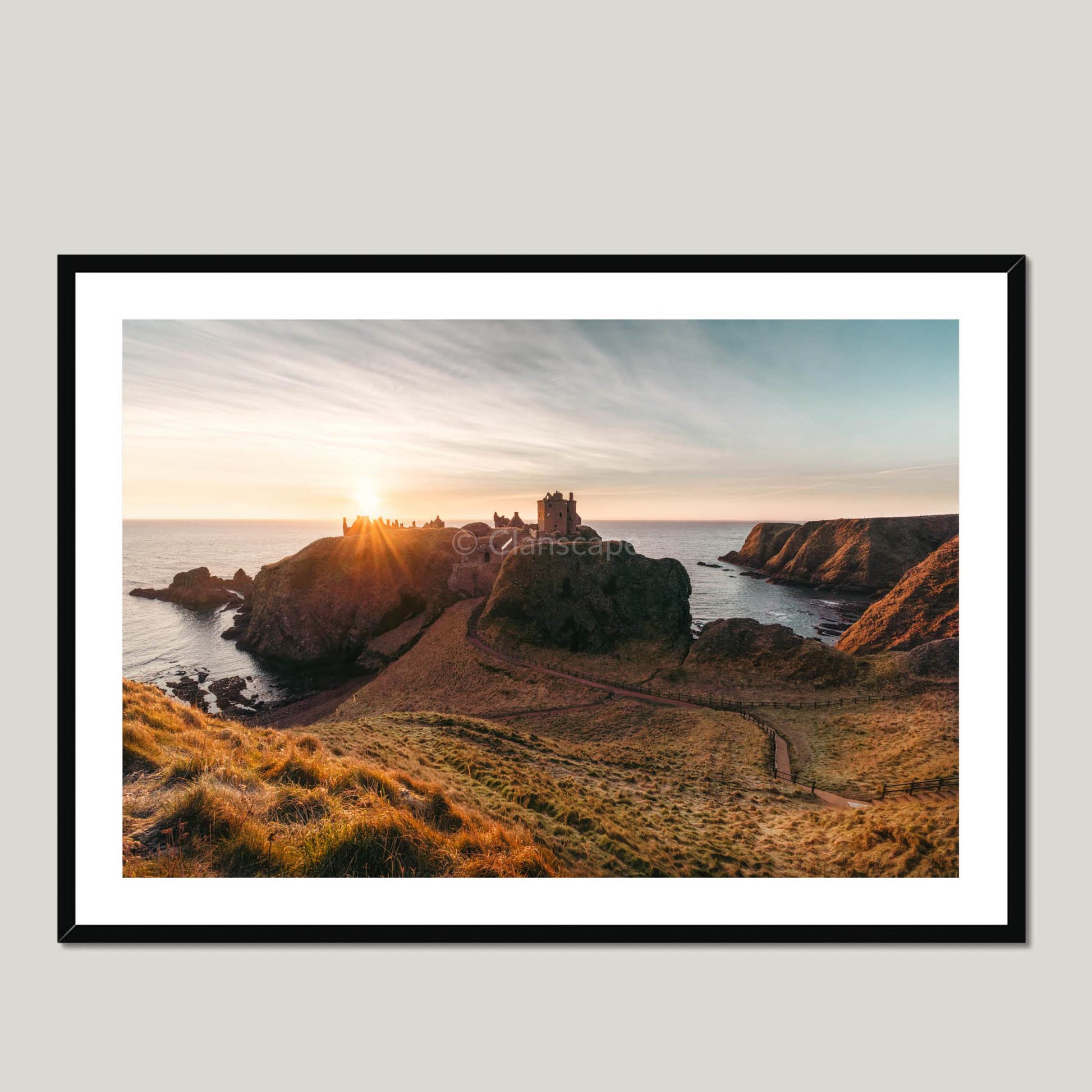 Clan Keith - Dunnotter Castle - Framed & Mounted Photo Print 40"x28" Black