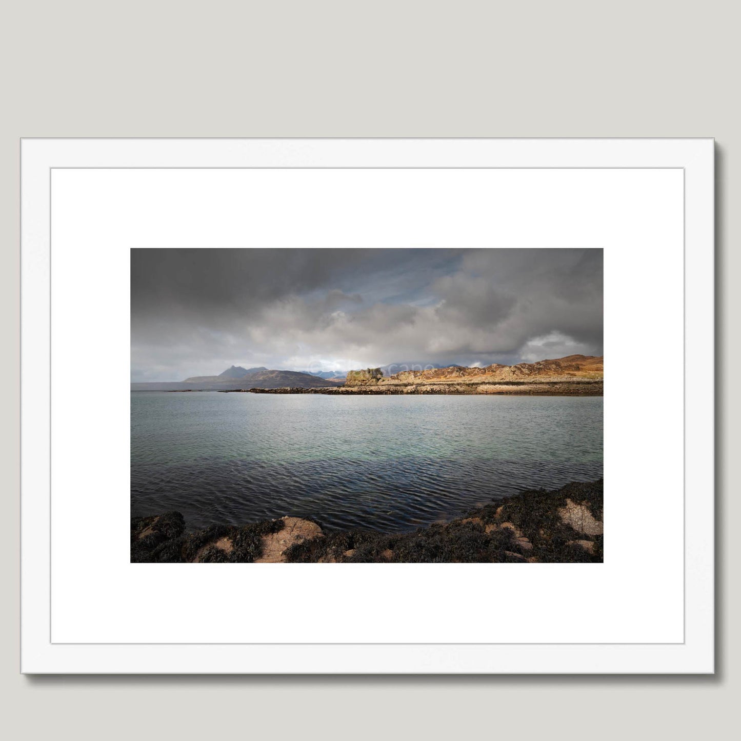 Clan MacDonald of Sleat - Dunscaith Castle - Framed & Mounted Photo Print 16"x12" White