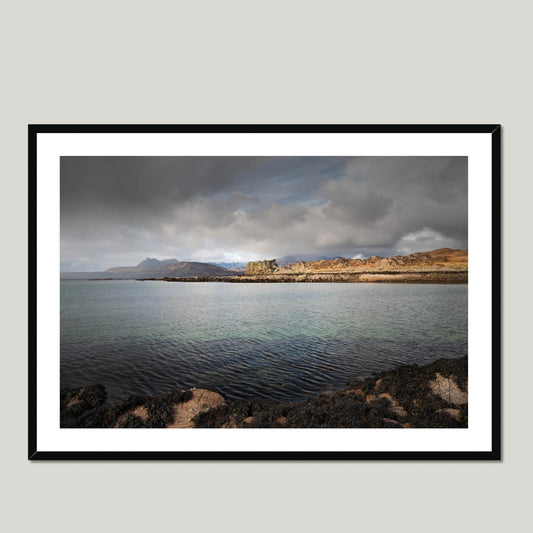 Clan MacDonald of Sleat - Dunscaith Castle - Framed & Mounted Photo Print 40"x28" Black