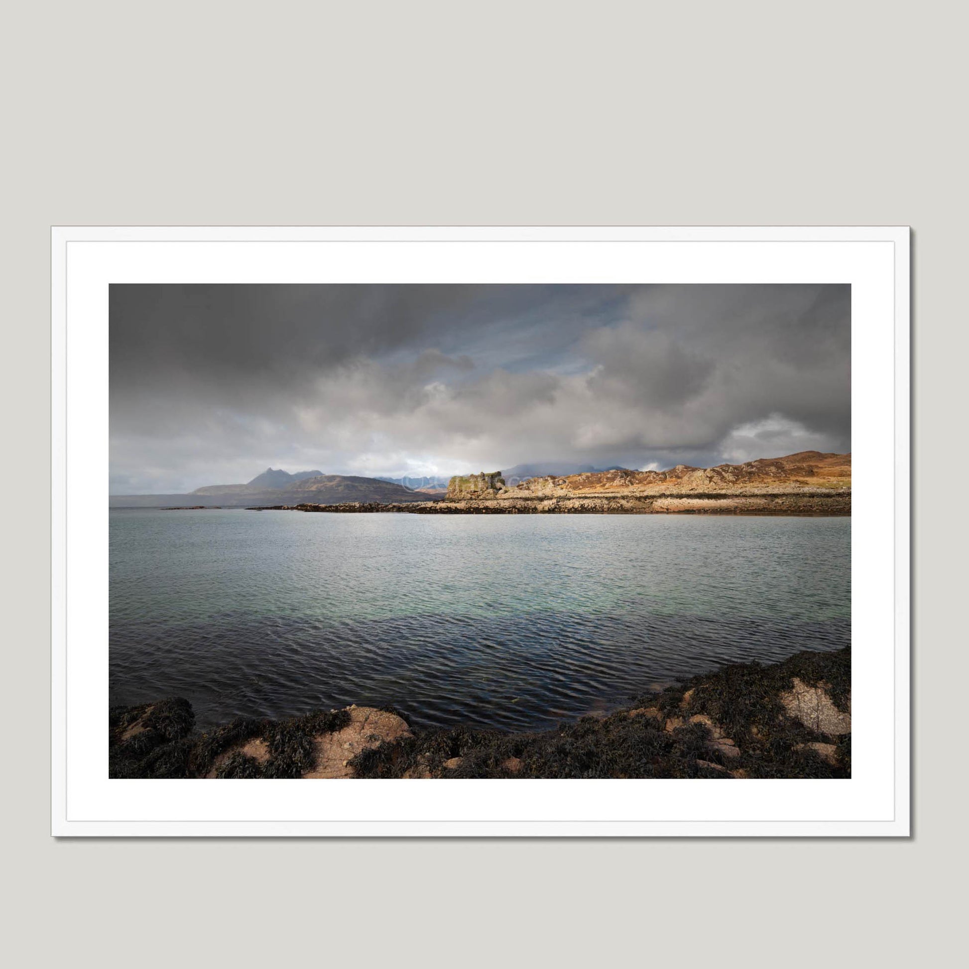 Clan MacDonald of Sleat - Dunscaith Castle - Framed & Mounted Photo Print 40"x28" White