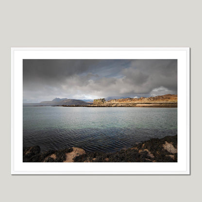 Clan MacDonald of Sleat - Dunscaith Castle - Framed & Mounted Photo Print 40"x28" White