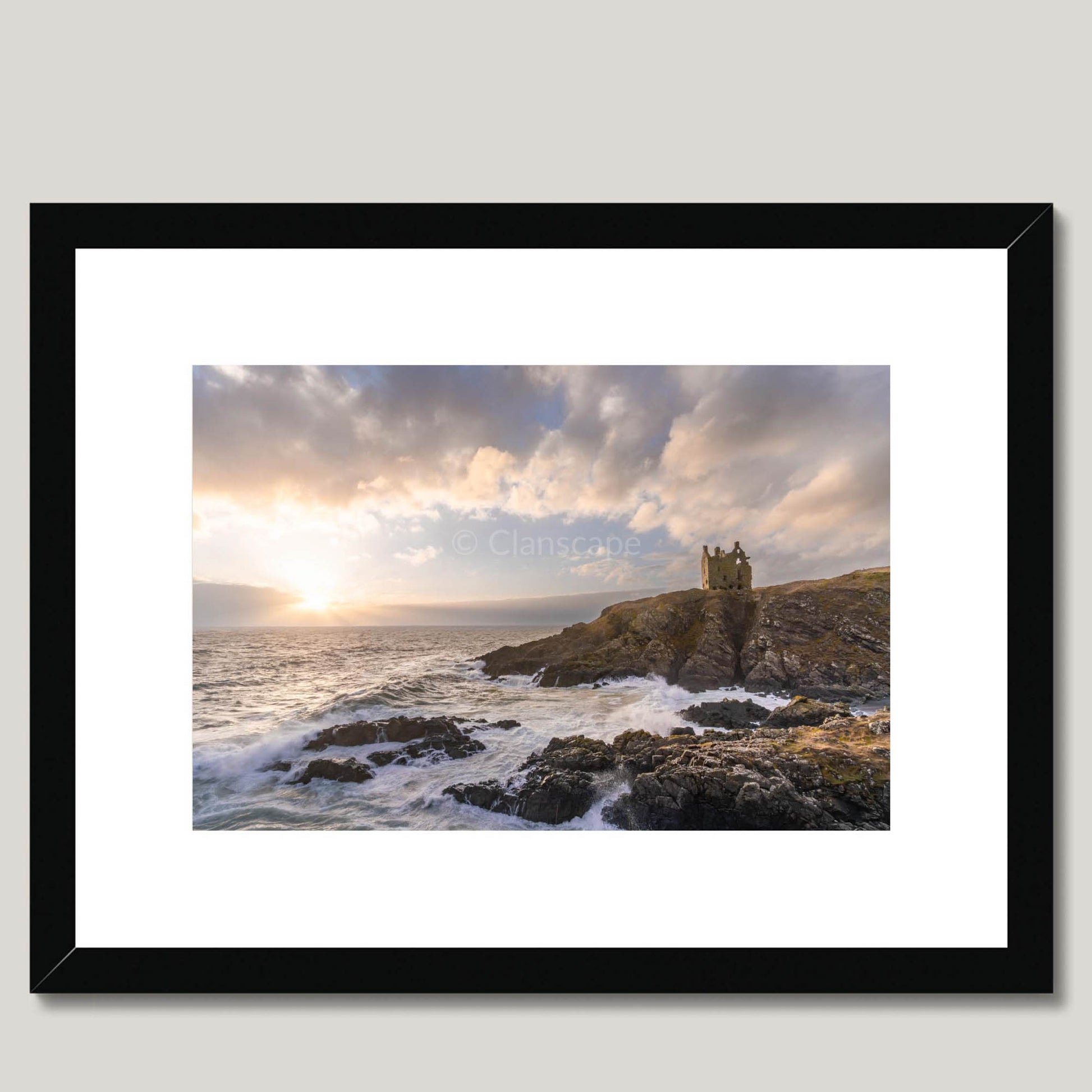 Clan Adair - Dunskey Castle - Framed & Mounted Photo Print 16"x12" Black