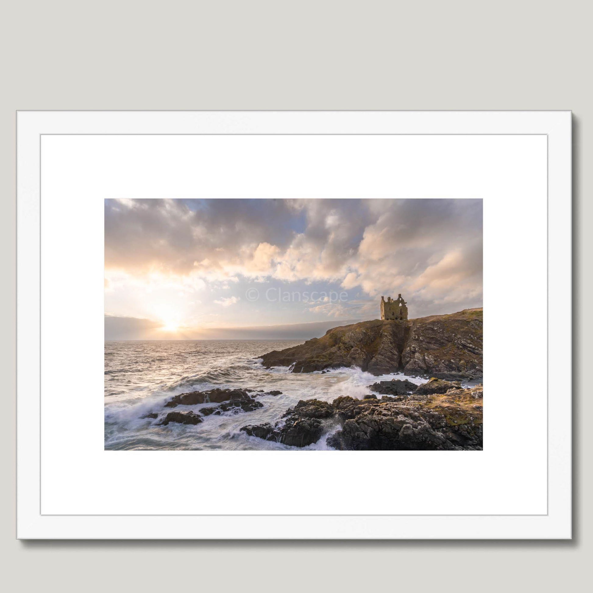 Clan Adair - Dunskey Castle - Framed & Mounted Photo Print 16"x12" White
