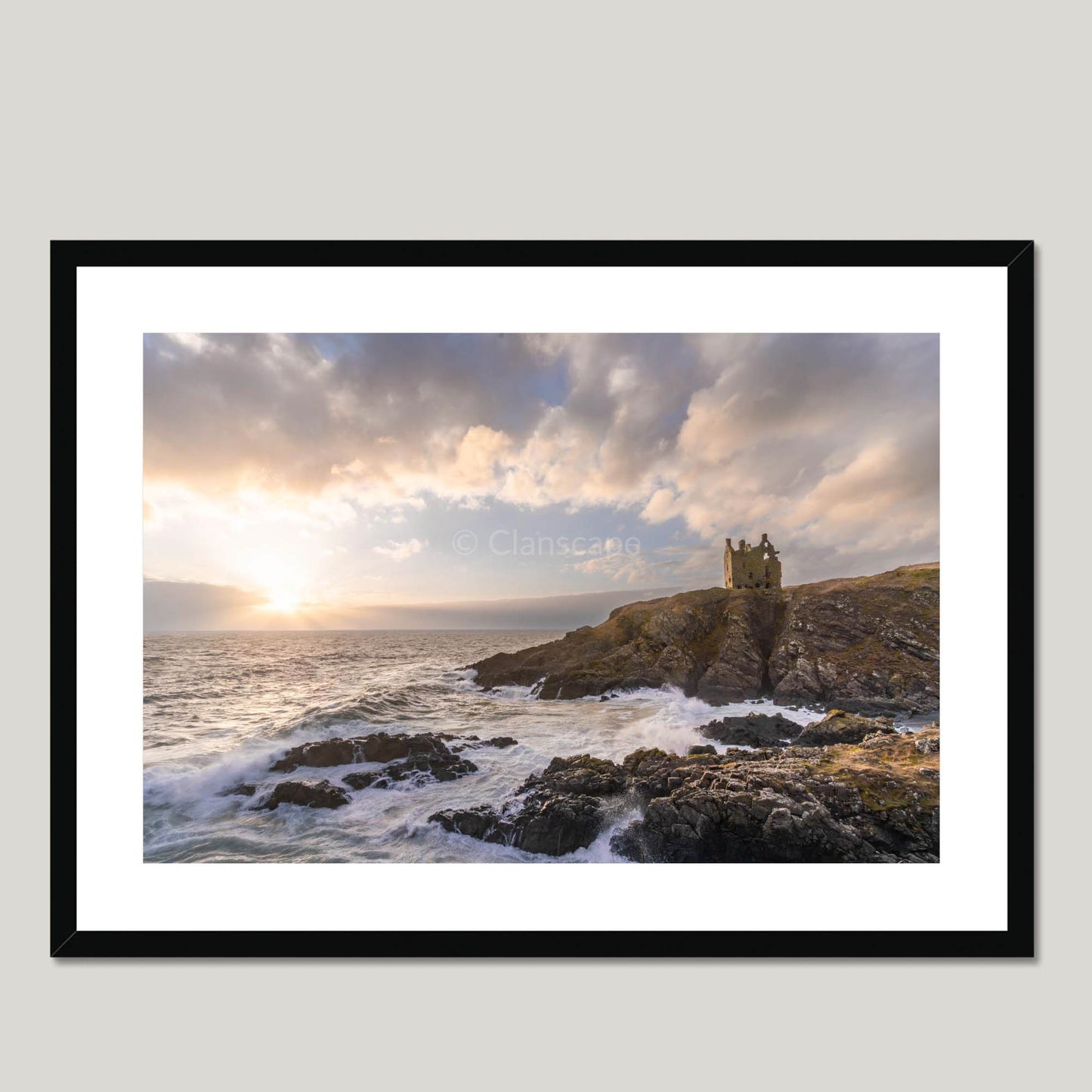 Clan Adair - Dunskey Castle - Framed & Mounted Photo Print 28"x20" Black