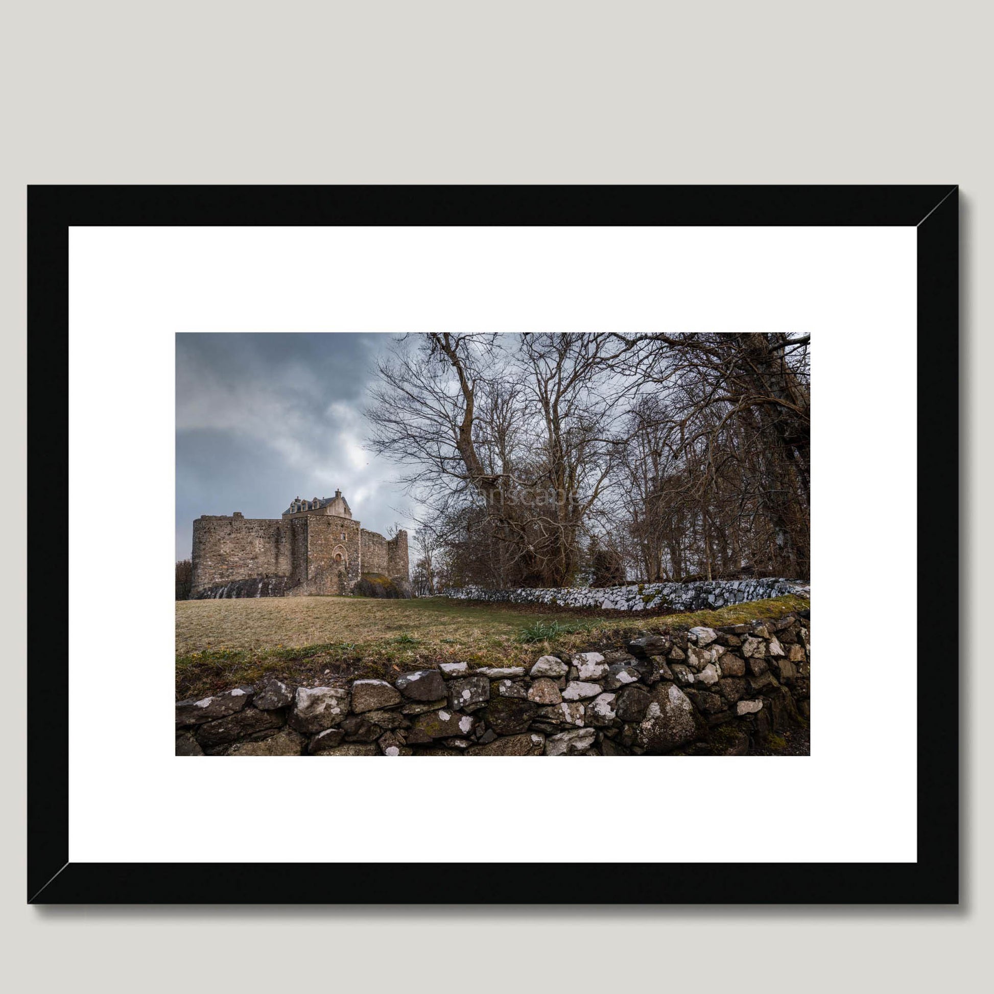 Clan Campbell - Dunstaffnage Castle - Framed & Mounted Photo Print 16"x12" Black