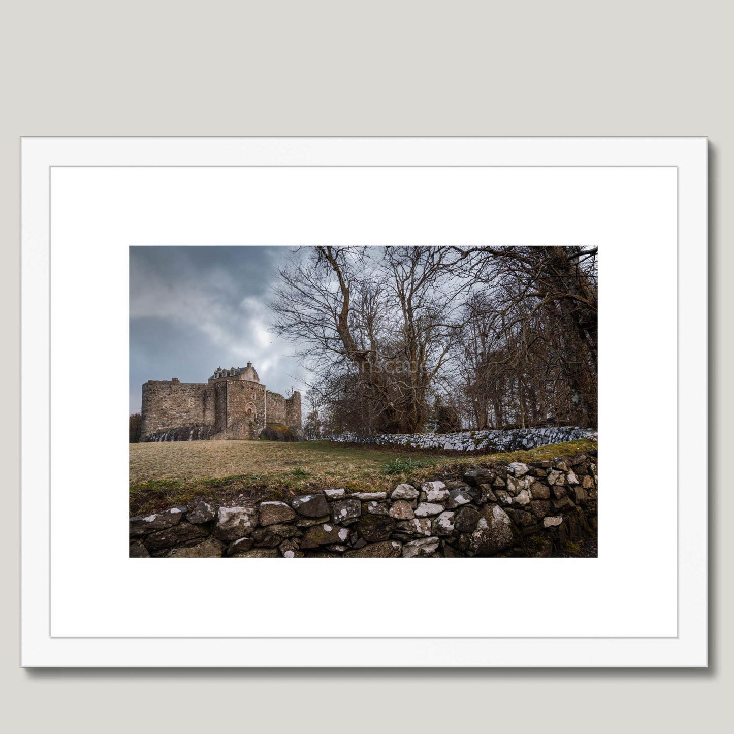 Clan Campbell - Dunstaffnage Castle - Framed & Mounted Photo Print 16"x12" White